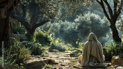 Jesus Christ praying in the Garden of Olives © Jorge Ferreiro
