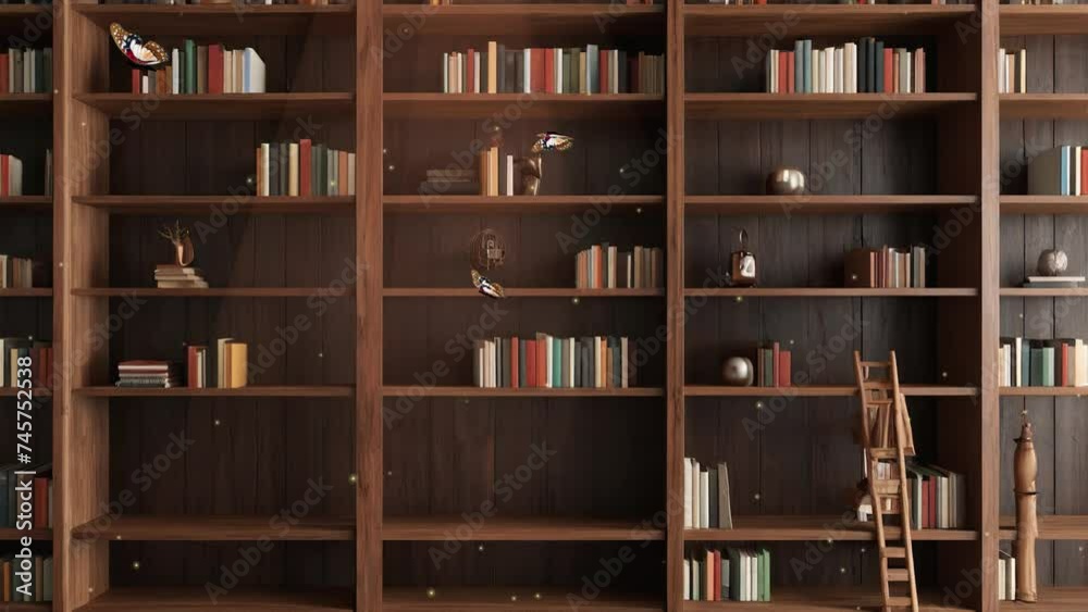 Butterfly Ballet in the Library: 4K Serenity on Bookshelves Butterfly Ballet in the Library: 4K Serenity on Bookshelves