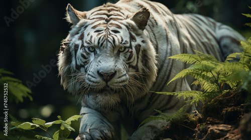 A white tiger in forest. © tong2530