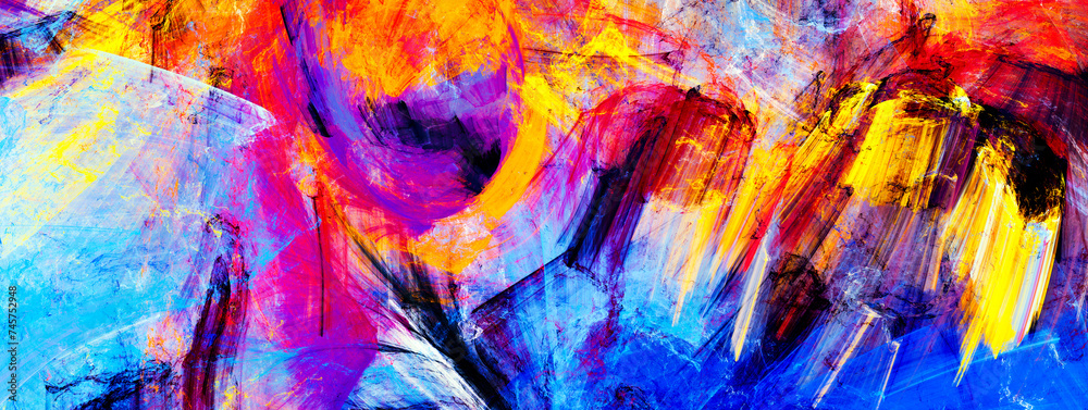 custom made wallpaper toronto digitalArt dynamic background in bright color. Abstract colours painting. Vibrant artistic strokes in motion. Modern paint banner. Fractal artwork for creative graphic design