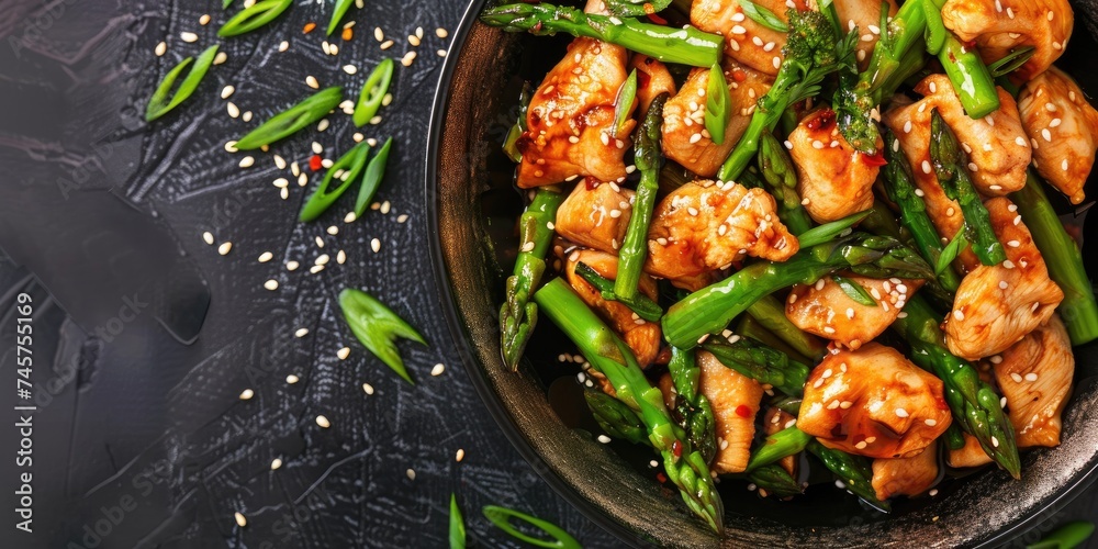 Stir fry with chicken and asparagus. Chicken stirfry. Chinese food. Stir fry with chicken and asparagus. Chicken stirfry. Chinese food.