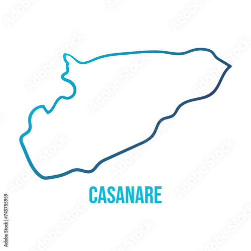 Casanare blue gradient department simplified map with smooth contour