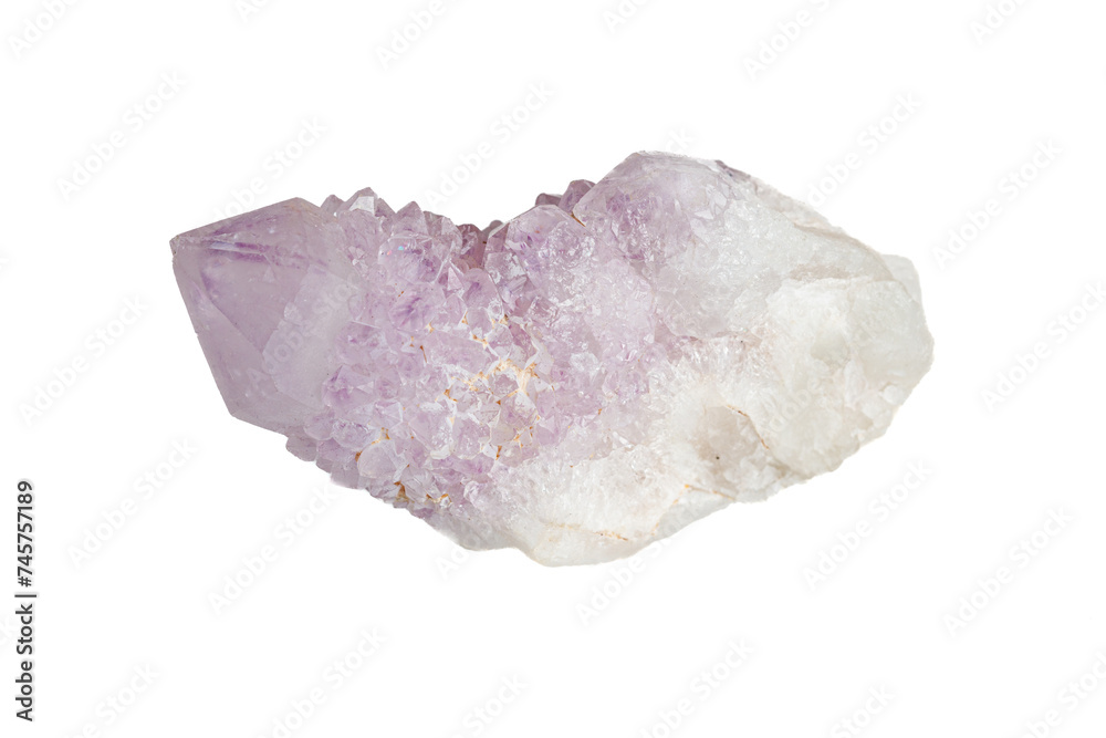 Amethyst mineral stone macro on white background Amethyst mineral stone macro on white background