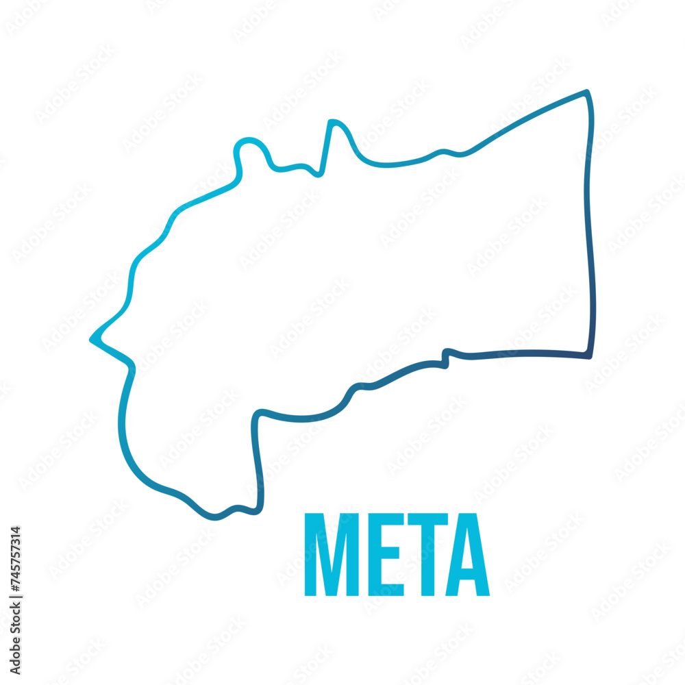 Colombia, Meta department simplified edges abstract map Colombia, Meta department simplified edges abstract map