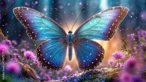 butterfly on purple abstract background