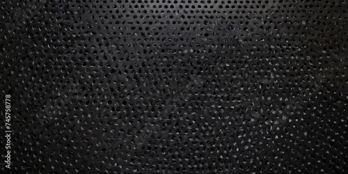 Black perforated metal plate. Metal grill. Black metal texture steel background.