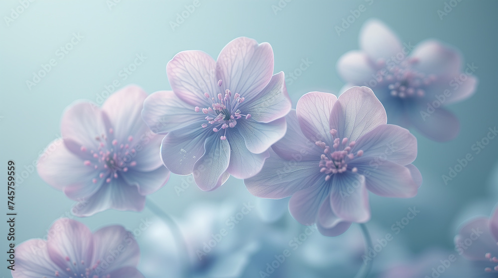 Soft-focus image of delicate blue flowers in a tranquil setting Soft-focus image of delicate blue flowers in a tranquil setting
