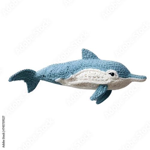 dolphin doll knit blue and whit illustration. For decoration and design.