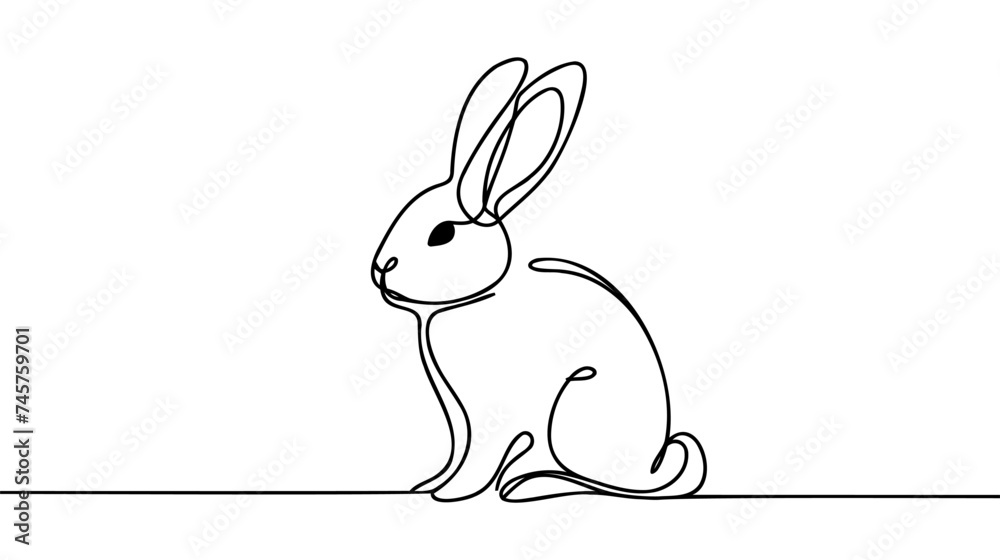 Rabbit one continuous line drawing icon. Vector illustration isolated on white background Rabbit one continuous line drawing icon. Vector illustration isolated on white background