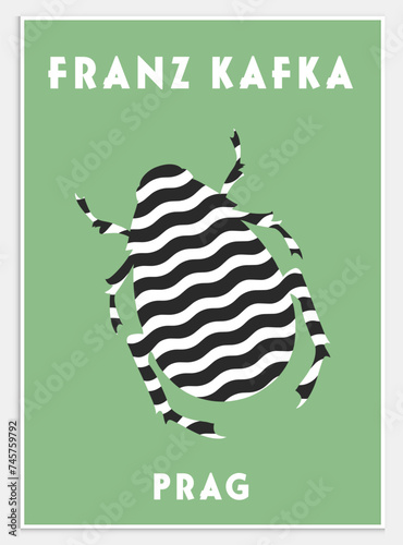 Contains Abstract Art Set in Franz Kafka style, Decorative Modern Art, Vector illustration poster. THE METAMORPHOSİS, FRANZ KAFKA,