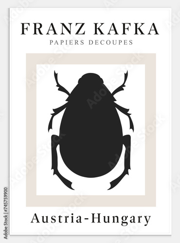 Contains Abstract Art Set in Franz Kafka style, Decorative Modern Art, Vector illustration poster. THE METAMORPHOSİS, FRANZ KAFKA,