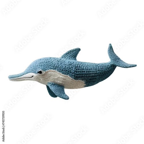 dolphin doll knit blue and whit illustration. For decoration and design.