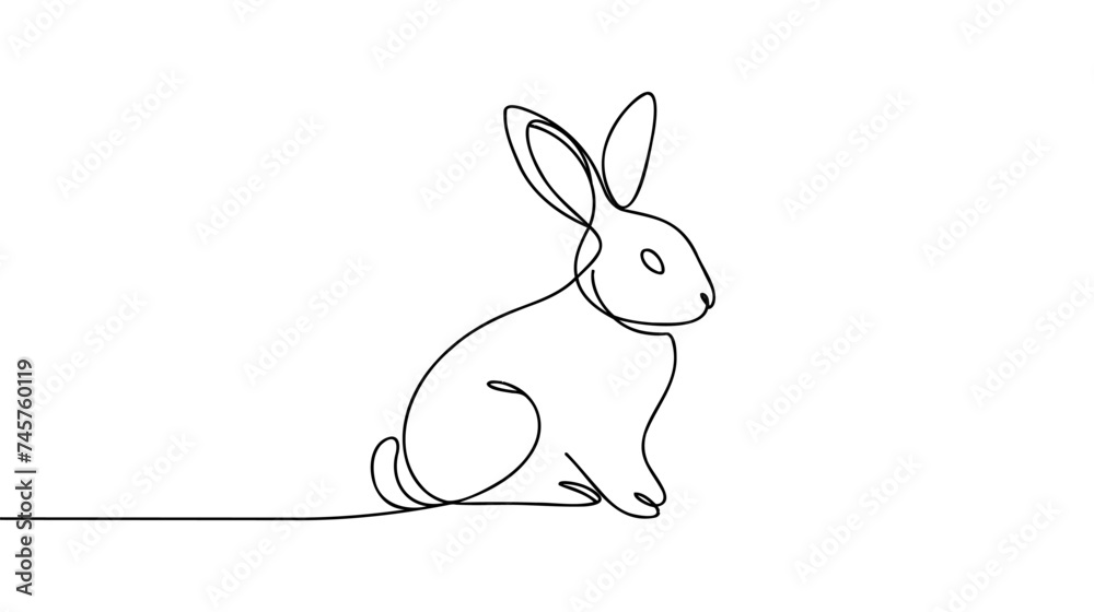 Rabbit one continuous line drawing icon. Vector illustration isolated on white background Rabbit one continuous line drawing icon. Vector illustration isolated on white background