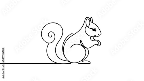 Single continuous line drawing of luxury squirrel for corporation logo identity.