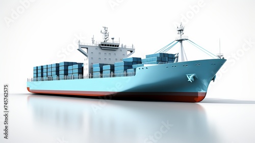 Smart ship on white background with container isolate for logistic transportation concept, logistic service and transportation depot