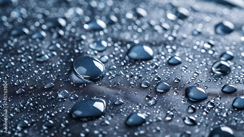 Sparkling water droplets on a textured surface. Copy Space