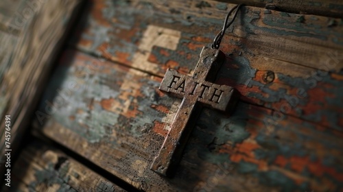 Christianism Background Concept with the Word "FAITH" and a Cross