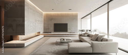 Minimalist living room, modern living advertising © Uwe