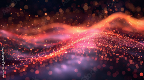 Abstract Red and Pink Sparkling Waves Background