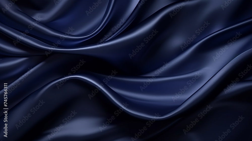 Abstract dark background. Silk satin fabric. Navy blue color. Elegant background with space for design. Soft wavy folds. Christmas, birthday, anniversary, award. Template Abstract dark background. Silk satin fabric. Navy blue color. Elegant background with space for design. Soft wavy folds. Christmas, birthday, anniversary, award. Template