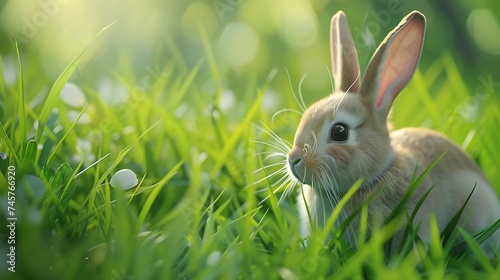 Easter bunny in garden.
