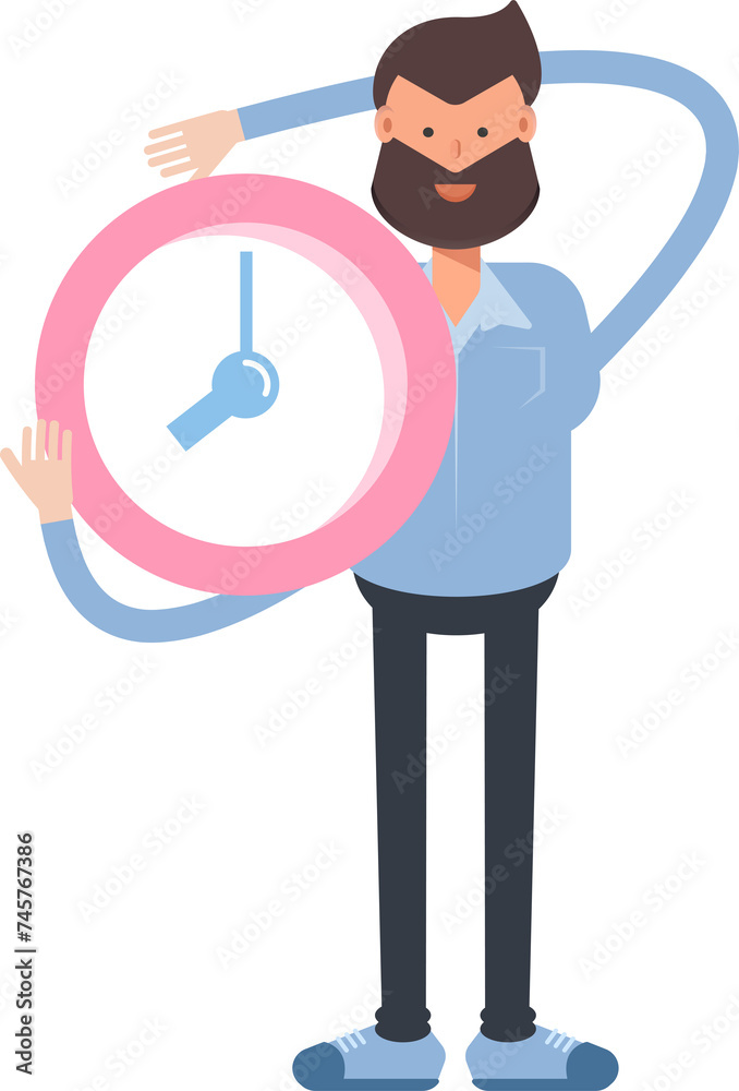 Beard Man Character Holding Clock
Beard Man Character Holding Clock