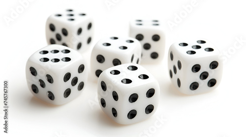 White dices isolated on white background, generative ai