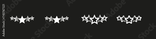 Rating stars vector set. Rate feedback star rewiev. Shiny star product ranking result.