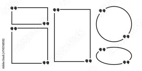 Quote vector frame set. Quoted frames template collection. Geometric quotation shapes.