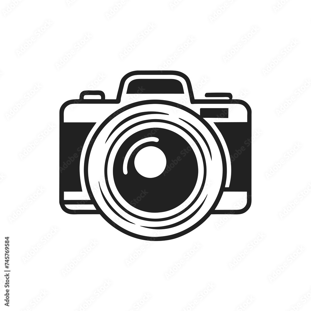 simple camera logo drawn with black line simple camera logo drawn with black line