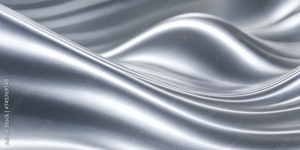Fototapeta premium Shiny silver foil wave metal , abstract texture background