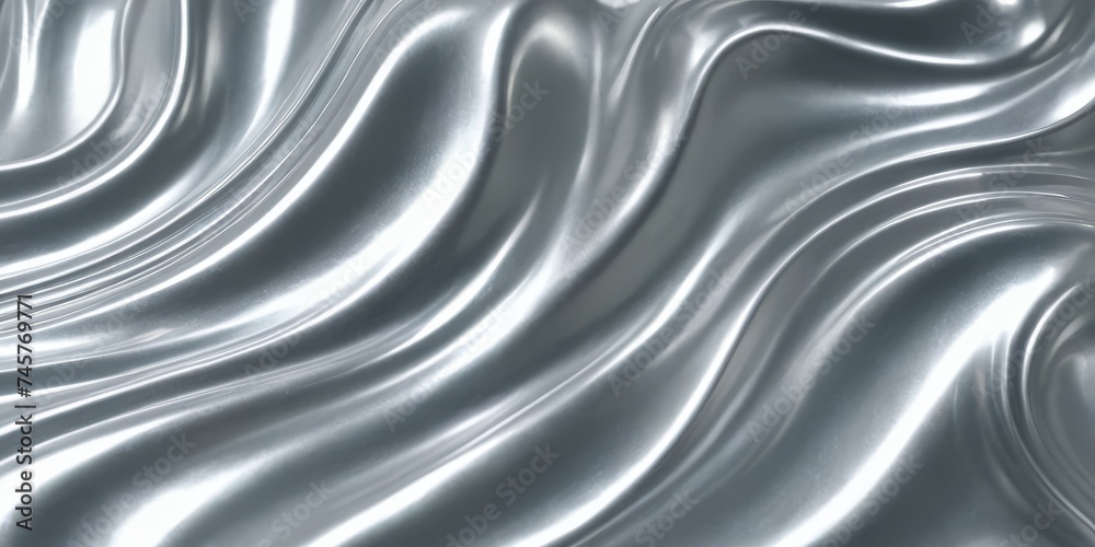 Obraz premium Shiny silver foil wave metal , abstract texture background