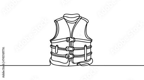 Life Water Jacket One Line Cartoon Doodle - Vector Clip Art, Continuous Line Drawing of Water Jacket Icon.