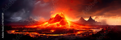 raw power and beauty of volcanic regions  with active volcanoes and geothermal activity. Generative AI
