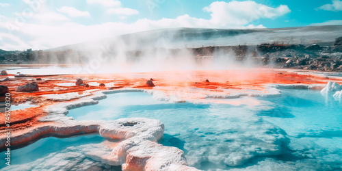 geothermal springs with bright and unusual shades . Generative Ai