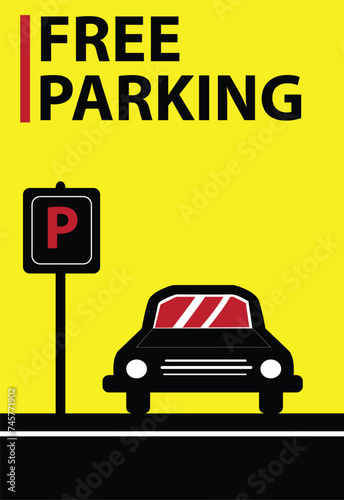 Free Parking symbol concept. Editable clip art.