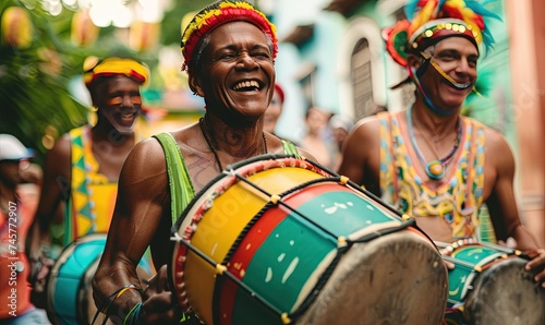 Carnival Drums with Colorful Rhythm, A Colorful Drum Unleashes Musical Joy, Setting the Tone for Brazil's Carnival Streets