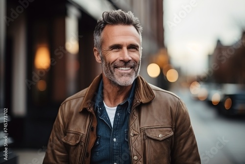 Portrait of a handsome middle-aged man smiling at the camera