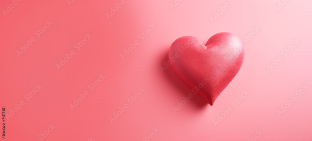 Red heart on pink background, generative AI