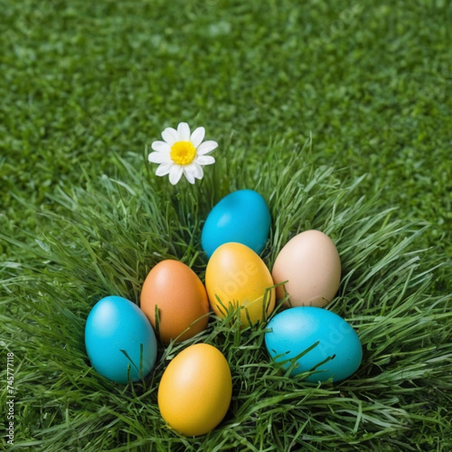 photo of a easter eggs in grass