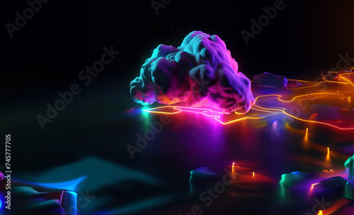 Neon Dreamscape Explosion Created with Generative AI Technology