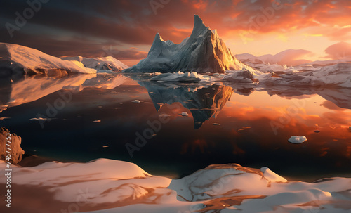 Arctic Majesty at Sunset, Created with Generative AI Technology © Fernando Cortés