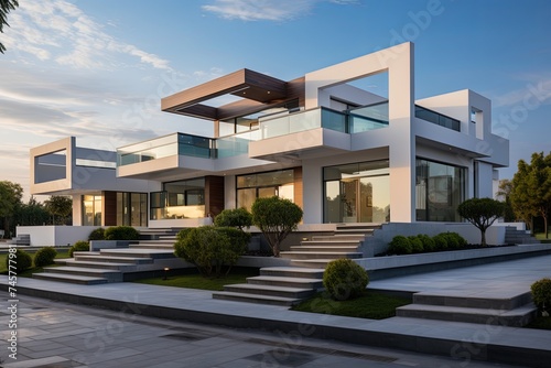 Modern Building Architecture of Luxury House Home exterior 3d rendering