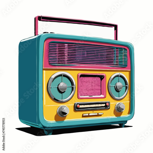 retro radio isolated on white