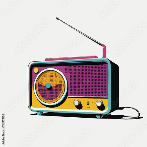 retro radio isolated on white