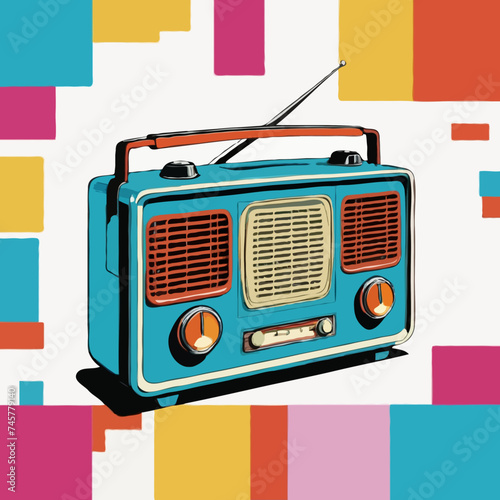 retro radio isolated on white