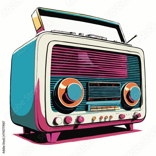retro radio isolated on white