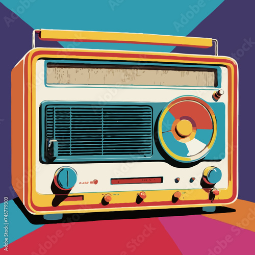retro radio isolated on white