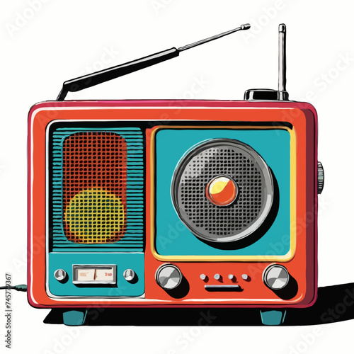 retro radio isolated on white