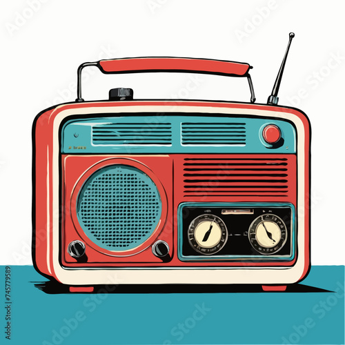 retro radio isolated on white